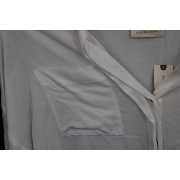 Maeve Anthropologie Tie Front Sandbridge Button Down Shirt Womens XS White NWT - Picture 8 of 13